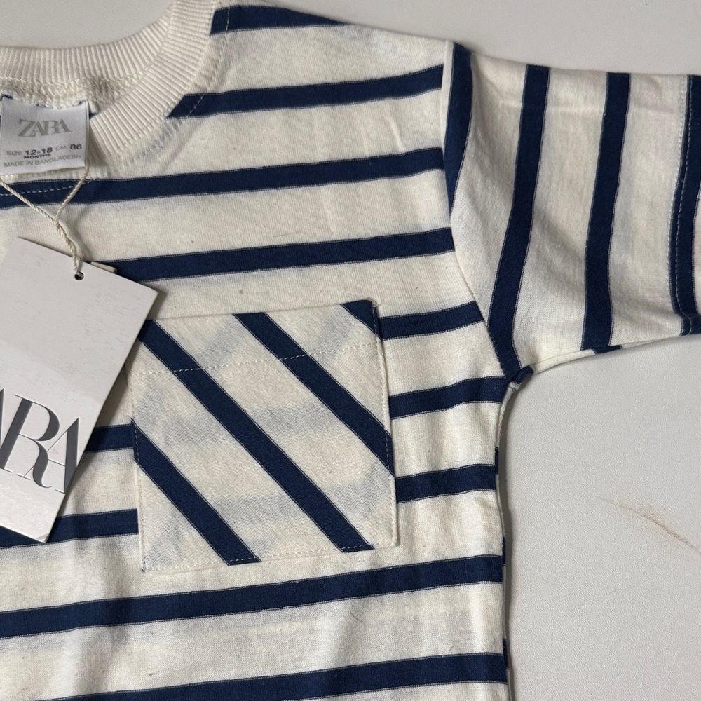Zara Kids Graphic and Striped Tees - White and Navy - Picture 5 of 5